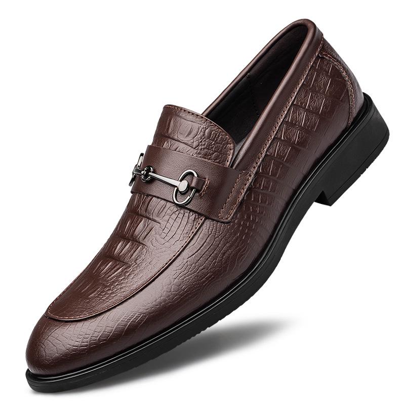 Men s Large Crocodile Pattern Cowhide Casual Shoes - Breathable Business Formal Leather Footwear for Autumn 45