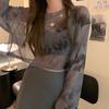 Sheer Mesh Sun Proof Shirt Tie Dye Sheer Long Sleeve Trendy Mesh Sun Protection Top  Beach Cover Up