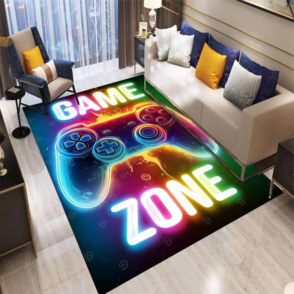 3D Abstraktní Moderní Koberec s Gamepadem, Koberec pro Obývací Pokoj Ložnici Pohovku Dekorace Vstupní Rohožka, Dětská Hra Protiskluzová Podložka na Podlahu