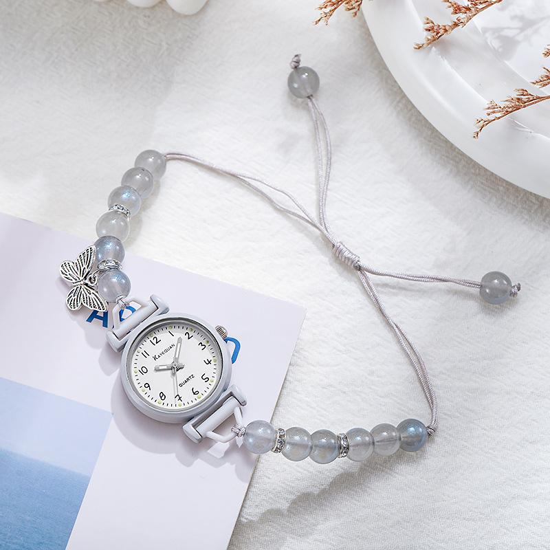 Women's Watch Butterfly Beaded Student Style Simple Fresh Quartz Watch High-End Trendy Design Ladies Watch Daily Wear Girl Gifts