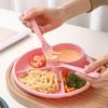 4-Compartment Round Plastic Dinner Plate With Fork Spoon Microwave Safe Fruit Salad Plates Dish For Women Control Diet