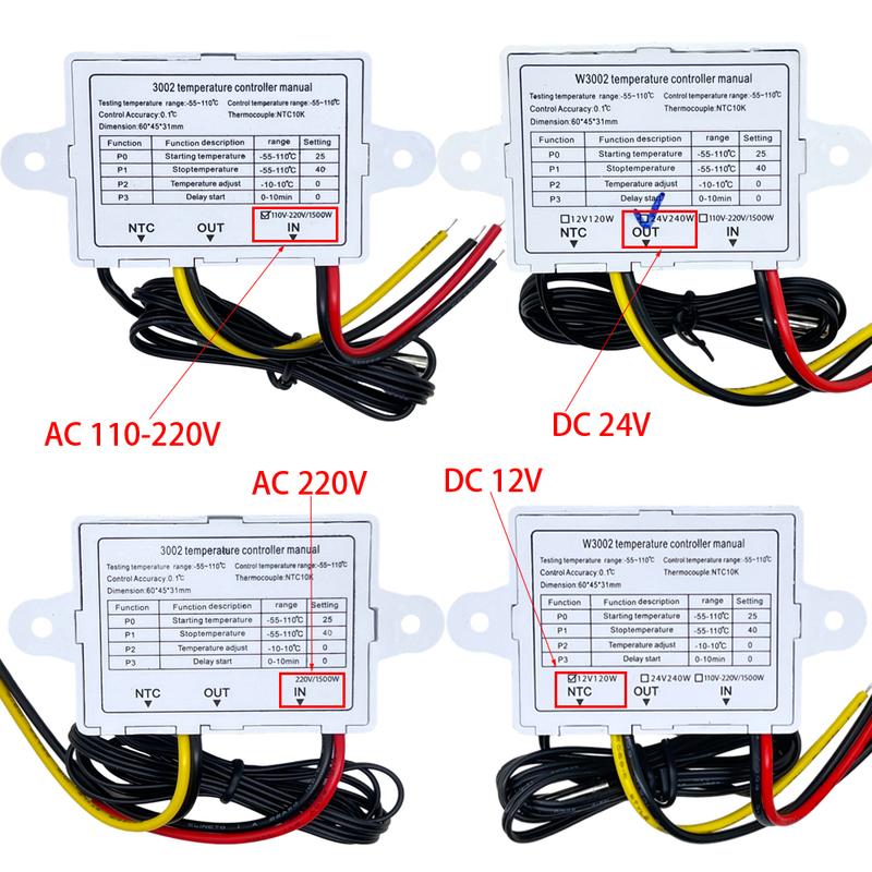 12V 24V 110V 220V Professioneller W3002 Digitaler LED-Temperaturregler 10A Thermostatregler XH-3002