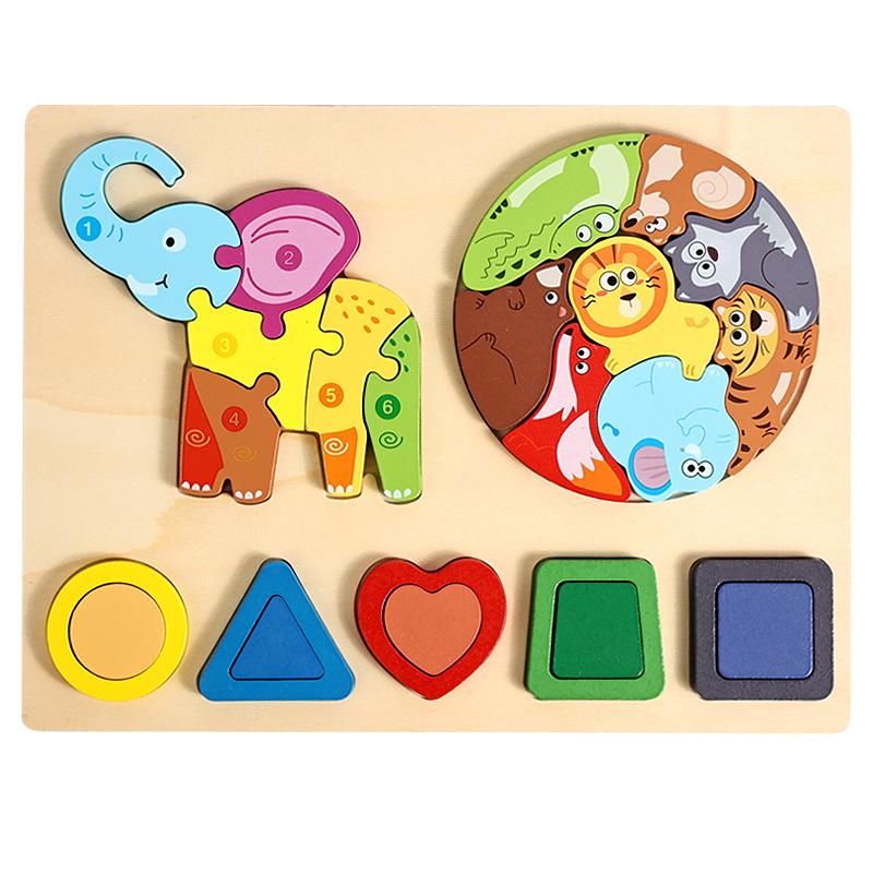 3D Geometric Animal Shape Puzzle Board for Early Education and Shape Matching
