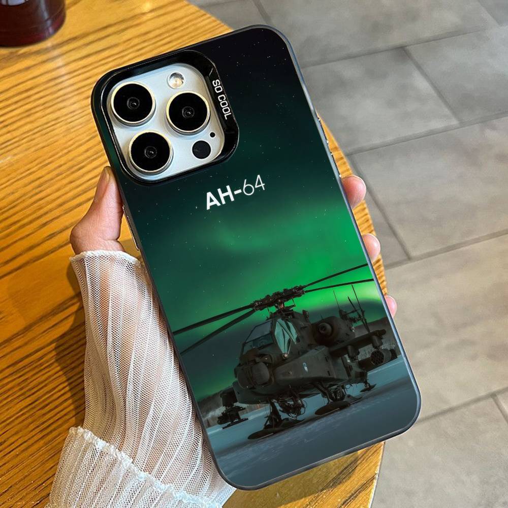 Apache AH-64 Helicopter Gunships Phone Case For iPhone 16 17 15 14 12 13 Pro Max Black Color Shockproof Cover