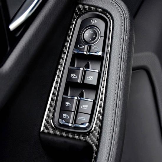 Carbon Fiber Window Switch Panel Cover Trim for Porsche Macan 2014-