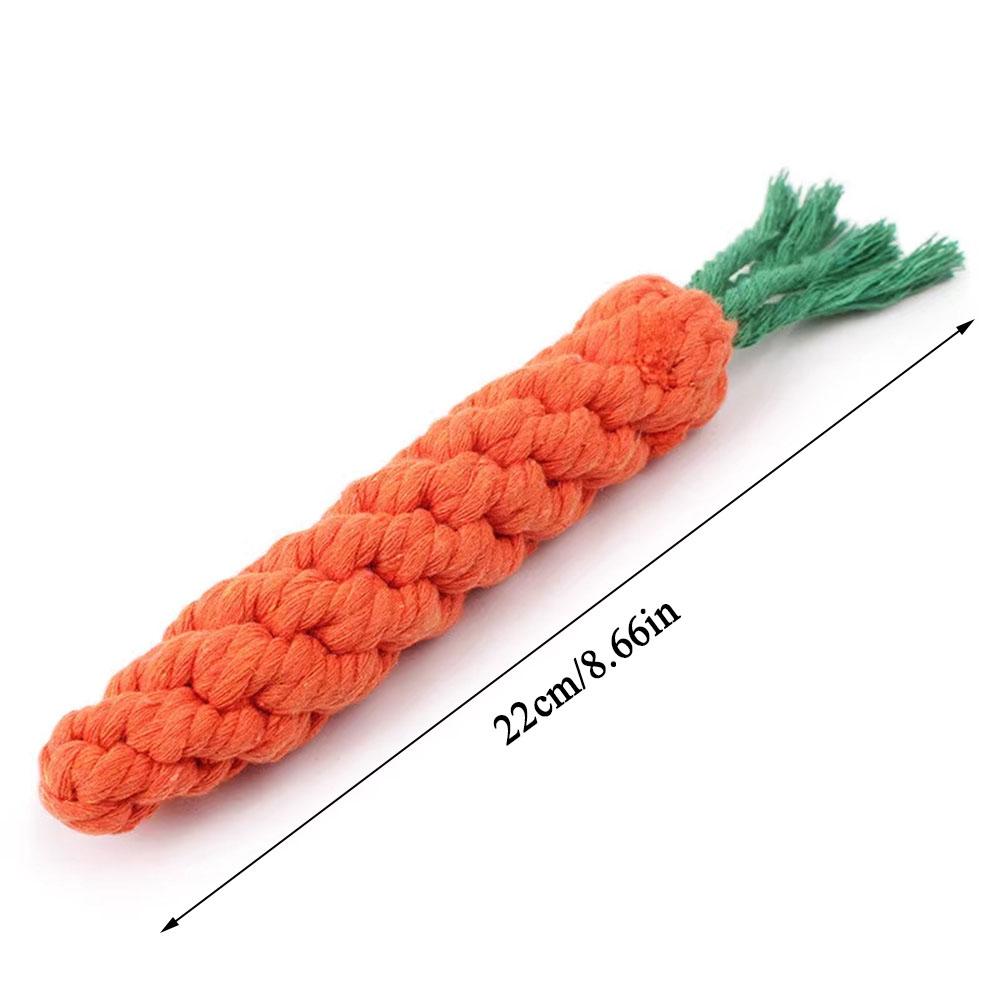 1Pcs Carrot Dog Bite Rope Pet Dog Hoys Safe Durable Braided Bite Dog Chew Toys Resistant Puppy Molar Cleaning Teeth Cotton Rope