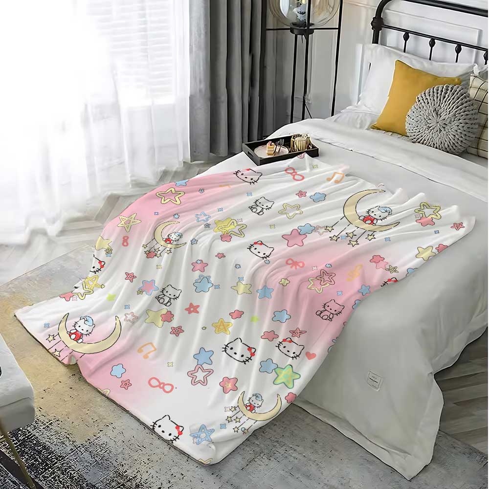 Kawaii Hellos Cat Fluffy Soft Blankets for Bed Home Blanket Custom Bedroom Decoration Bedspread the Sofa Throw Warm Winter Knee