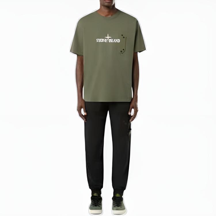 STONE ISLAND Pantaloni Casual da Uomo FW24 a Colore Unico con Elastico in Vita e Logo Nero 811564020-V0029