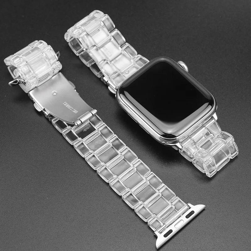 Transparent Strap for Apple Watch Band 41-45mm-42-46mm-40mm-44mm 38mm Link Bracelet Iwatch Series 8 7 6 5 4 SE 9 10 Ultra 2 49mm