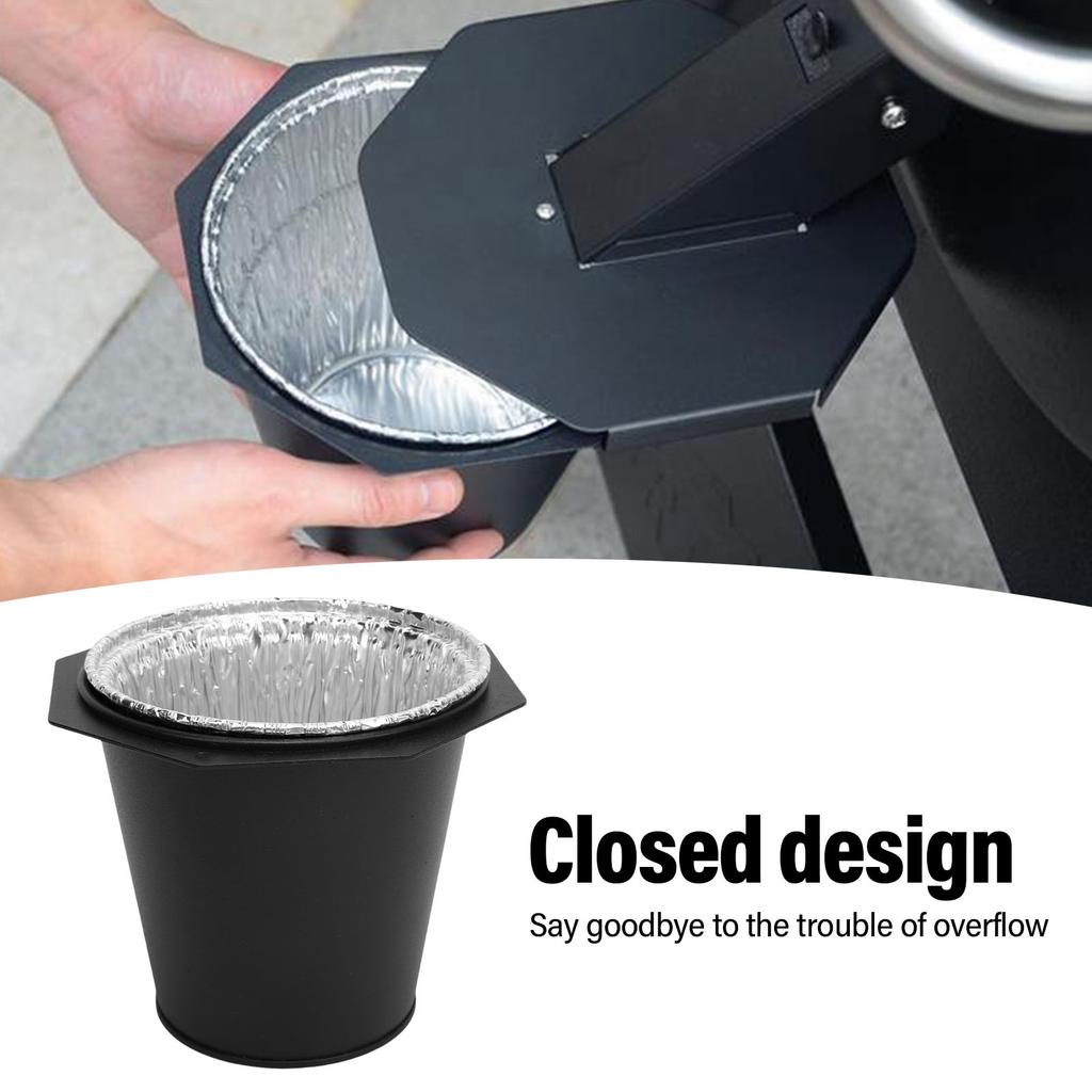 Grease Drip Catcher Grill Grease Bucket Fit for Traeger Heavy Duty Steel Heat Resist Kid Safe Closed Grease Drip Catcher