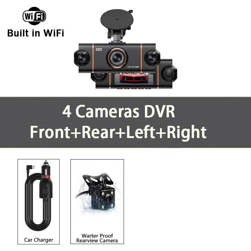 B16W Wifi-4 Lens 360 Degree Dash Cam For Cars Car DVR 1080P 4-Channel Front Camera Video Recorder Rear View Camera Night Vision