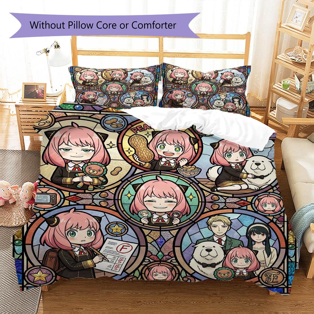 Anya Forger Pattern Bedding Quilt Set Quilt Cover Pillowcase Home Decoration Birthday Gift (1 * duvet cover + 2 * pillowcase, without core)
