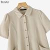 ZANZEA Women Casual Turn Down Collar Summer Short Sleeve Shirt Dress