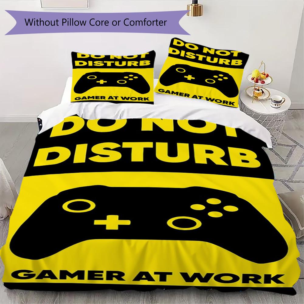 

Funny Keep Out Game Controller Bed Linen, Black & Red Gaming Room Decor(1 * duvet cover + 2 * pillowcase, without core) 135x200cm