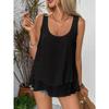 New European American Fashion Women's Fresh Sleeveless Tube Top Strappy Double Layer Swing Hem Cami Top