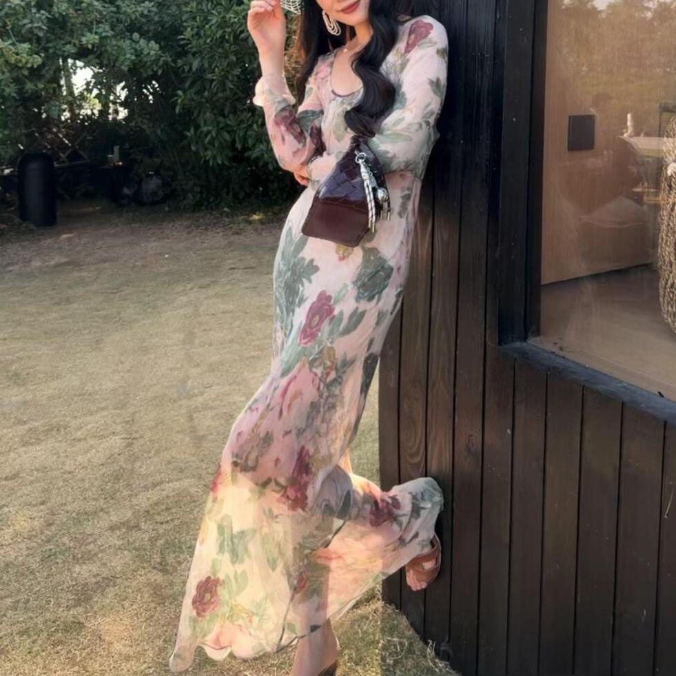 Bohemian Deep V Asymmetrical Dress: Two-Piece Set with Short Sleeves, Slim Fit, and Long Skirt