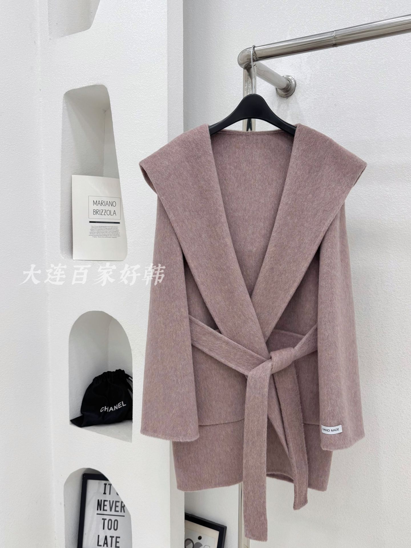 

Розовое худи ленивое свободное двустороннее шерстяное пальто короткое осенне-зимнее пальто классический темперамент элегантное M