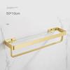 30-50CM Brushed Gold Glass Shelf  Aluminum Bathroom Storage Holder Bath Shower Shelf  Bathroom Shelf Mirror Wall Tray Towel Bar