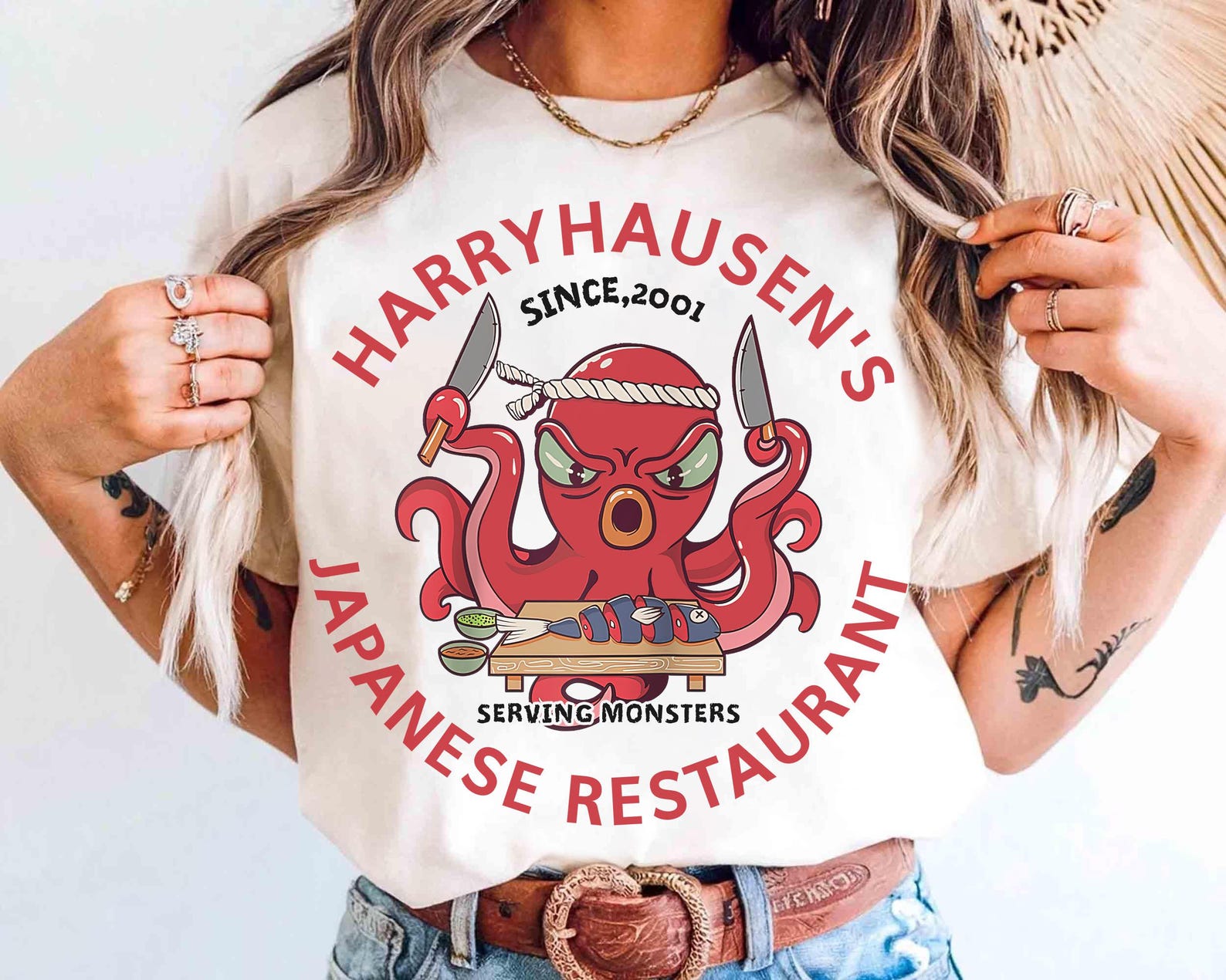 Disney Octopus Chef Harryhausen s Japanese Restaurant Shirt, Monsters Inc Disney T-shirt, Walt Disney World Tee, Disneyland Trip Outfits S