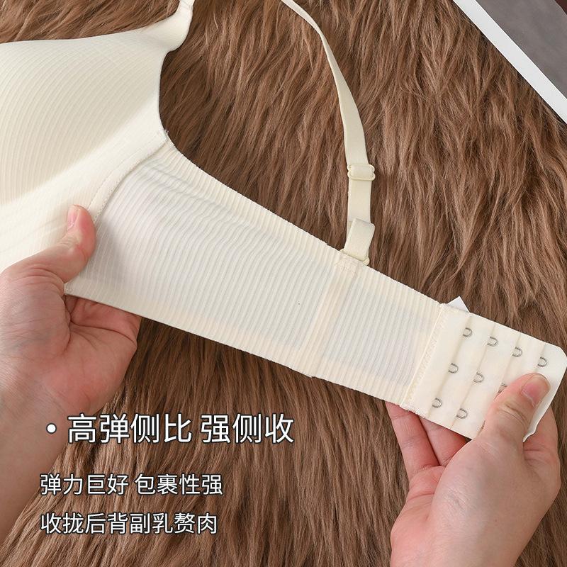 Traceless underwear, women's small breasts gather comfortably, upper support, anti-sagging, no steel ring, double breasts, half a cup, one-piece bra