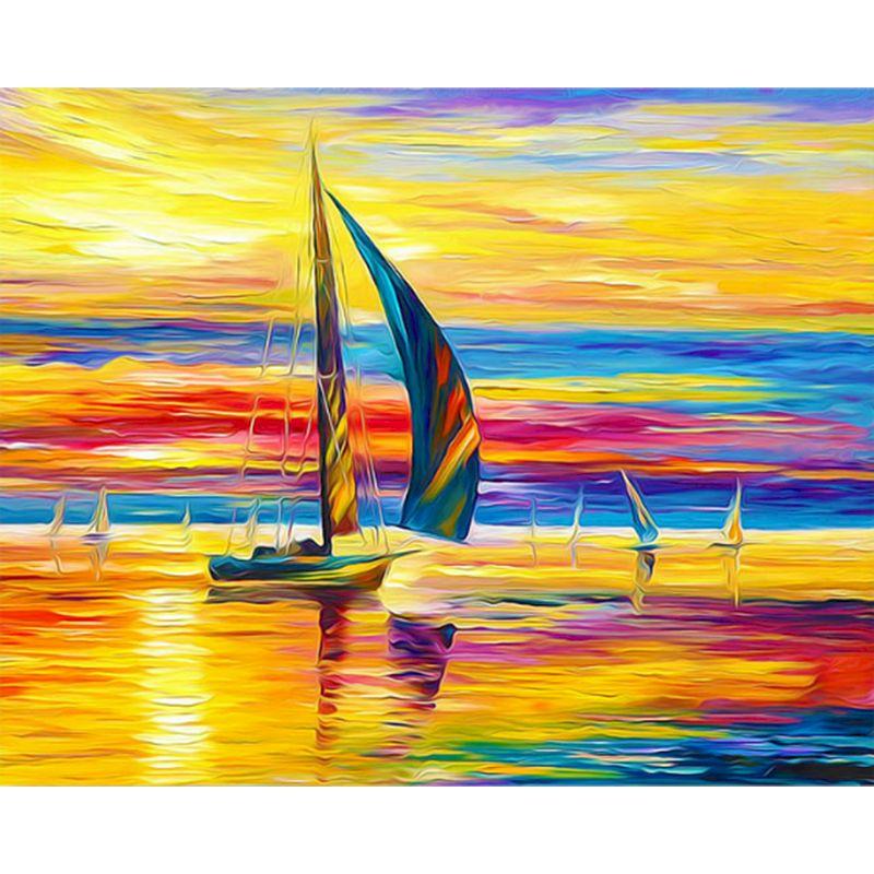 RUOPOTY Oil Painting By Numbers Seaside Landscape Wall Art Unique Gift Hand Painted Picture By Numbers Sunset For Living Room