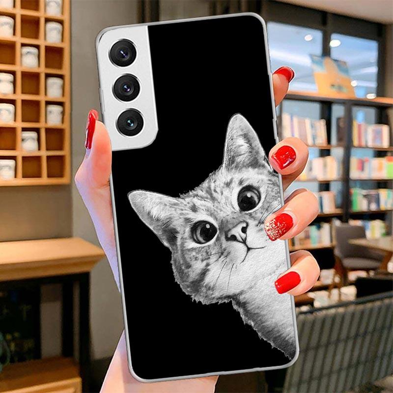 Cat Cute Kitten Cartoon Cover Phone Case For Samsung Galaxy S26 S25 Edge S24 Ultra S23 S22 Plus S21 S20 FE Soft Fundas Shell Gal
