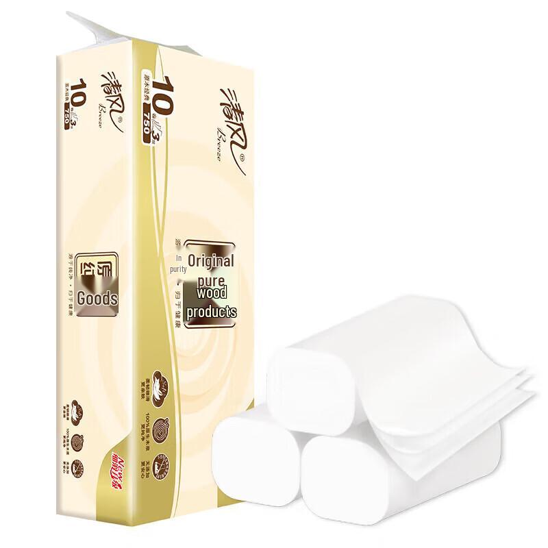 Qingfeng Pure Wood Unscented 3-Ply Coreless Toilet Paper, 100 Rolls