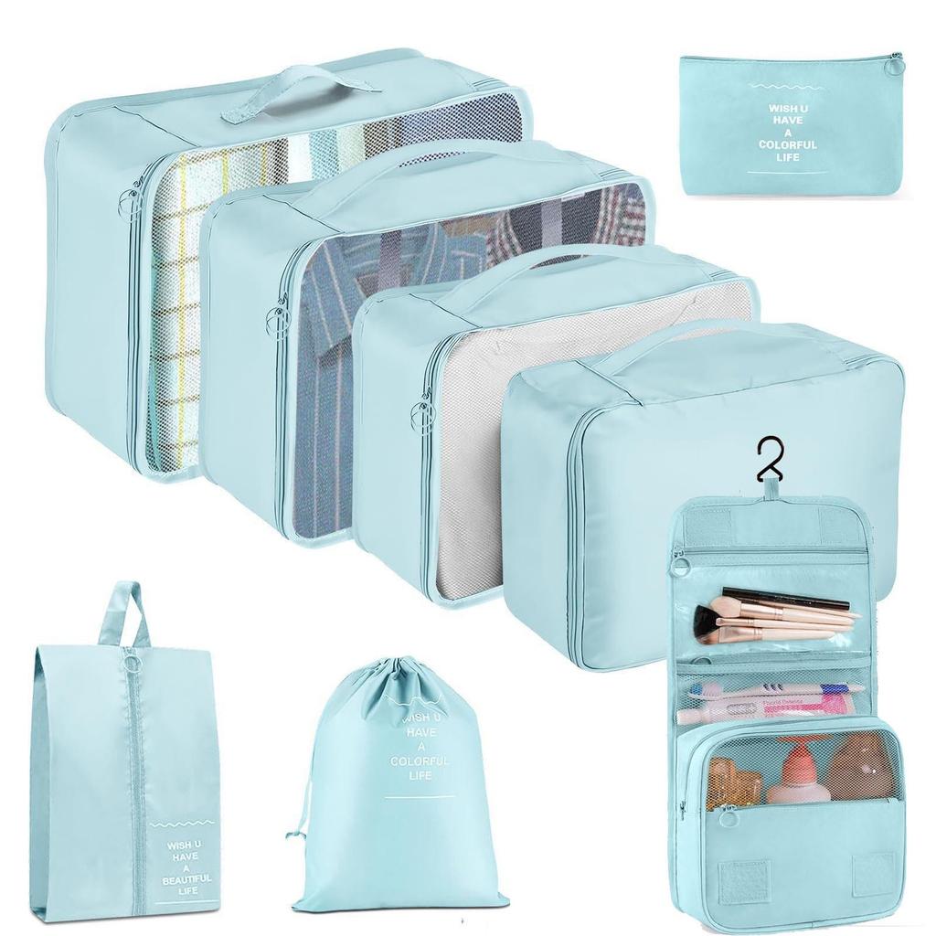 Seven-Piece Travel Storage Set: Wash Bag, Clothes, Underwear Organizer & Folding Sub-Pack