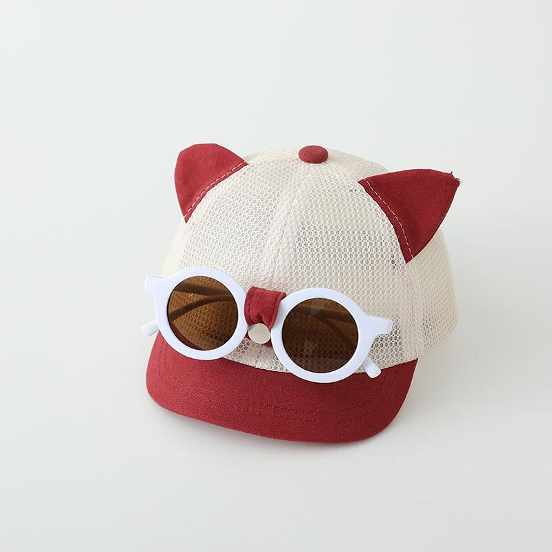Cute Baby Baseball Cap With Detachable Sunglasses Summer Mesh Infant Duck Tongue Cap Kids Boys Girls Sun Hat