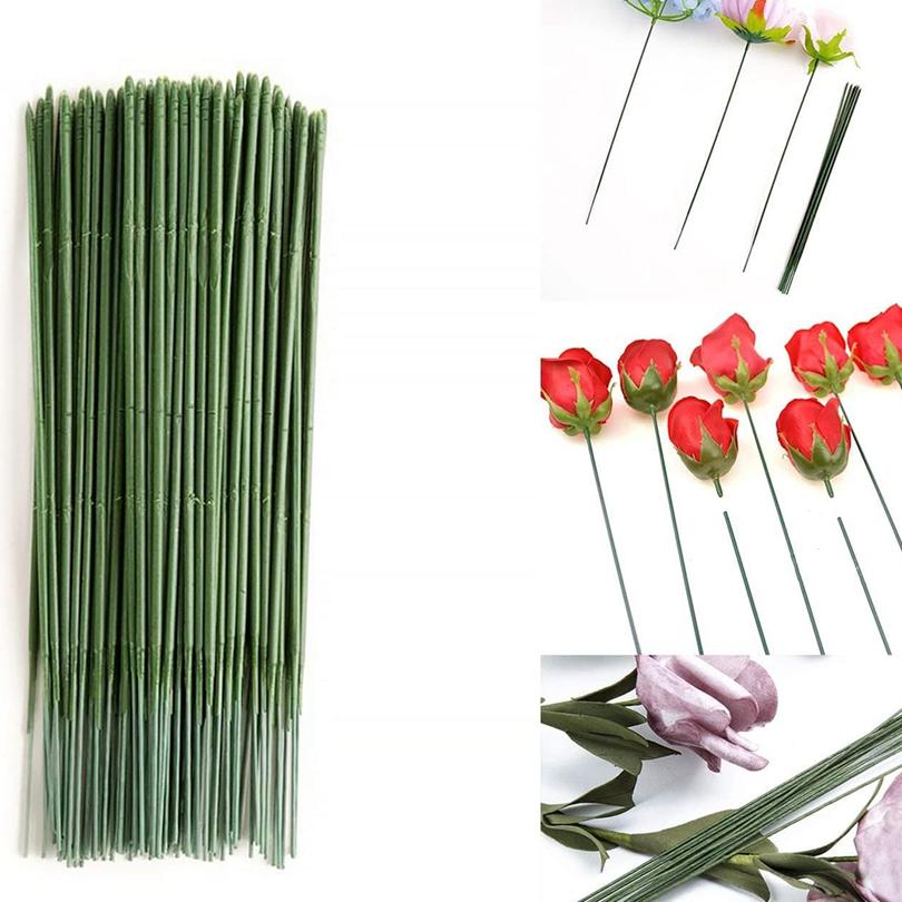 Green Flower Stem Iron Wire Christmas Wedding Celebration Bridal Bouquet Home Vase Table DIY Manual Accessory Material Decor