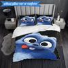 Bear And Blue Critter Adventure 3pcs K-pop music group Bedding set,Ideal for Bedroom, Dormitory,Including Duvet Cover And 2pcs Pillowcases,Fan gifts