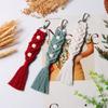 Nordic Minimalist Handmade Tassel Keychain with Woven Wood Beads and Cotton Rope