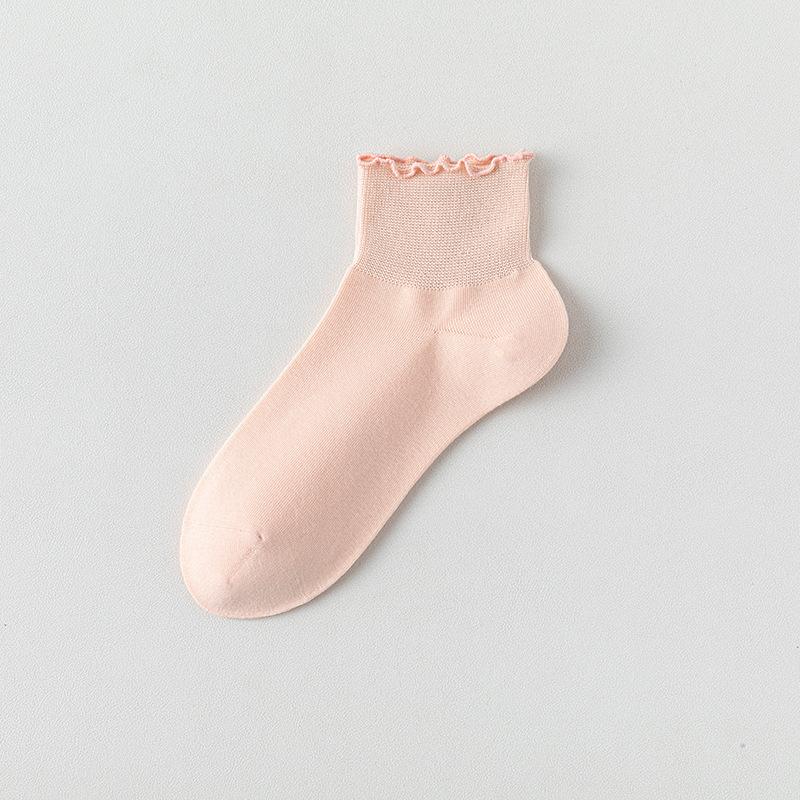 

Послеродовые носки без косточек, Женские летние тонкие хлопковые носки, Свободные короткие носки, Короткие носки с широким кружевом, Дышащие носки с краем из черного гриба 1 pair розовый