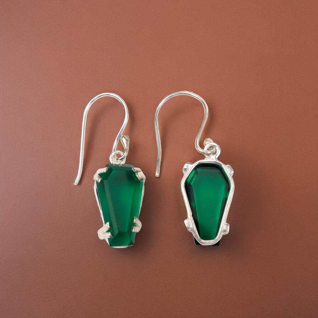 Chrome Diopside Gemstone 925 Sterling Silver Jewelry Handmade Hook Earrings1.45" EE-129-2