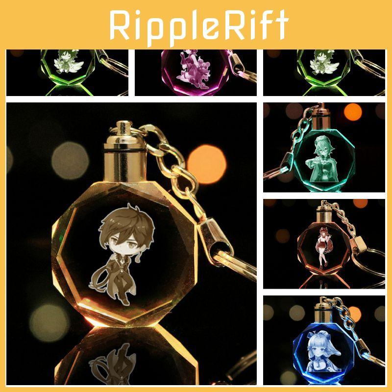 Elegant Genshin Impact Crystal Keychain With Stunning Led Colorful Light For All Occasions
