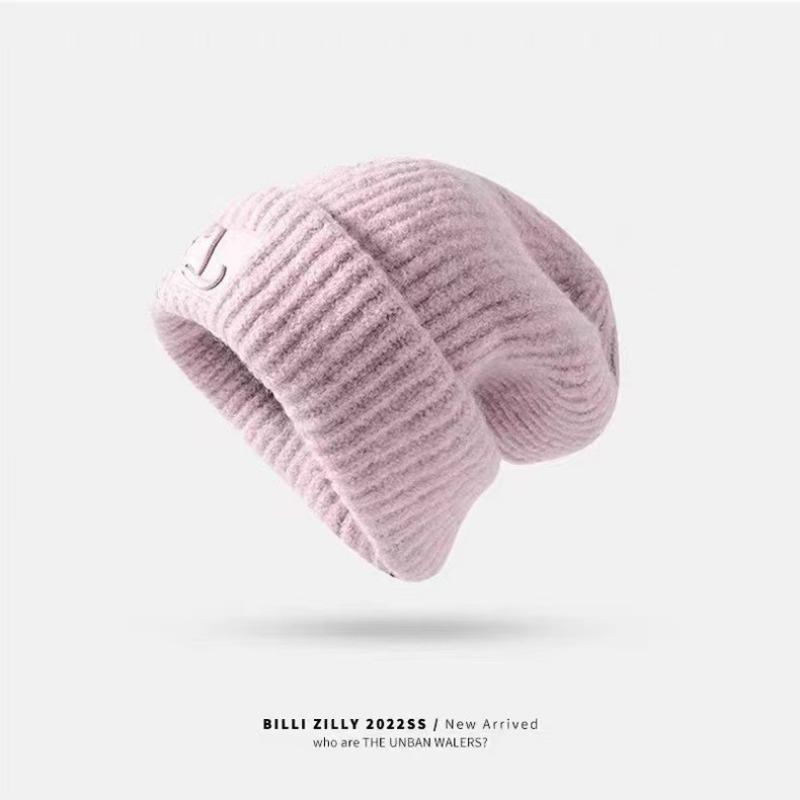 Hat Big Head Woolen Hat Women's Autumn and Winter Loose Warm Ear Protection Knitted