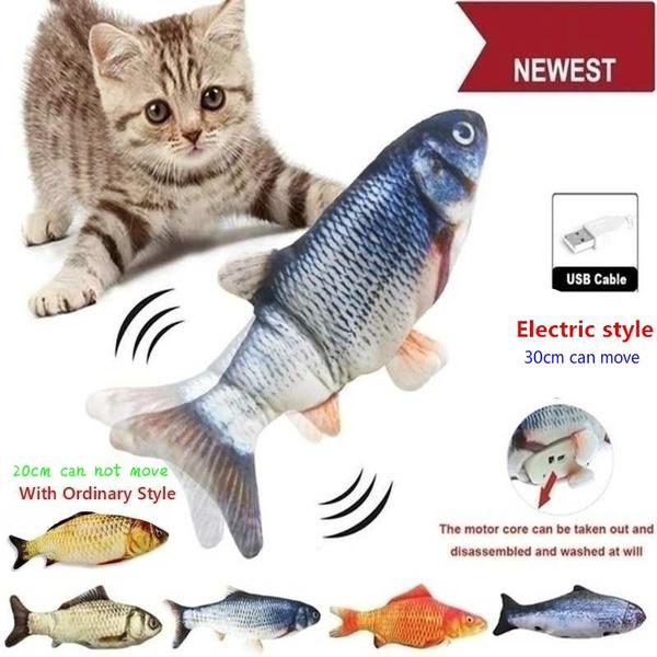Electric Fish Cat Toy Realistic Liflike Plush Simulation Electric
