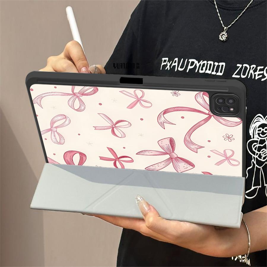 Cartoon Bow Tablet Case For iPad Mini 6 7 Air 4 5 M3 M2 1 2 M4 11inch Pro 2025 Pro 11th 10th 9th 8th 7th 12.9inch Holder Cover