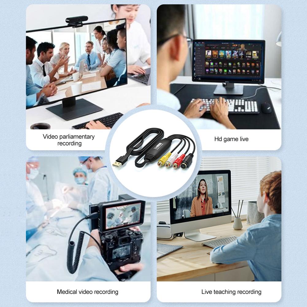USB Video Capture Card VHS VCR TV DVD Video Audio Converter USB To AV Video Capture Adapter for Mac/PC