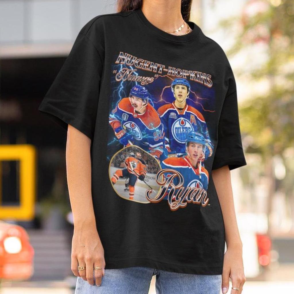 Ryan Nugent-Hopkins Shirt Vintage 90er Edmonton Oilers Nuge NHL Hockey Design Retro Bootleg Geschenk Grafik T-Shirt Unisex T-Shirt Limitierte Auflage