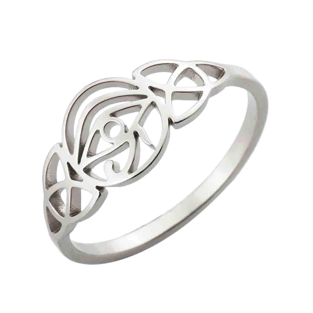 Dawapara Egyptian Ankh Cross and Eye of Horus Elegant Ring Stainless Steel Wedding Band Religious Gift