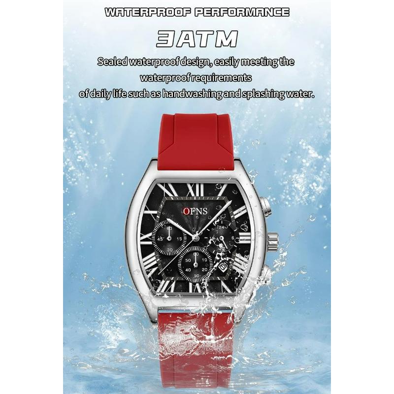 Man Wristwatch Fashion Luxury Waterproof Silicone Strap Quartz Men's Watches Sports Auto Date Chronograph Simple Clocks