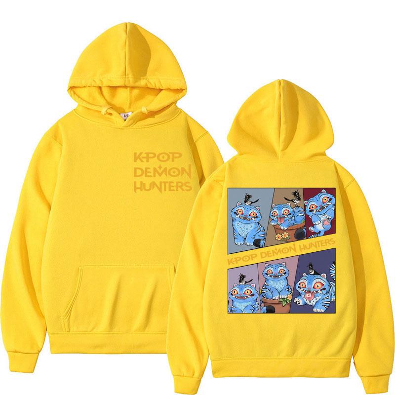 KPop Anime Dämonenjäger Derpy Tiger Niedliche Hoodies Männer Frauen Kawaii Mode Übergroßes Fleece Lässige Lange Ärmel