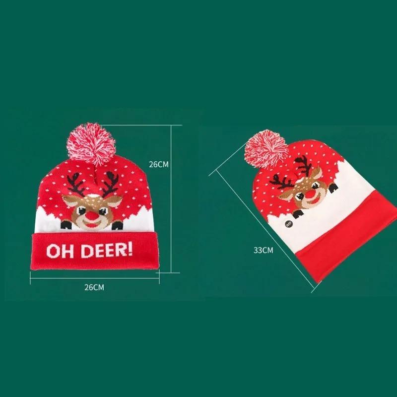 LED Christmas Knit Hat Ugly Holiday Party Hat with Flashing Modes Festive Headwear with BatteriesWinter Seasonal Hat for Women