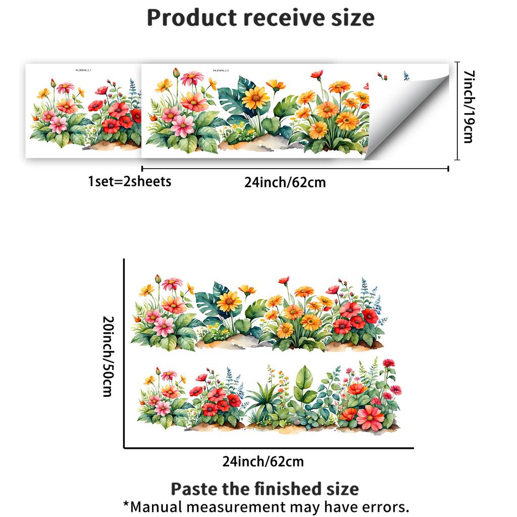 Fresh Floral Green Plants Wall Sticker Self-Adhesive Waterproof Removable Living Room Bedroom Home Decor Art