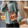 Borsa Vintage da Donna Nappa Etnica Tessuta a Mano a Tracolla per Signora Borsa Hippie a Spalla per Signore Borsetta