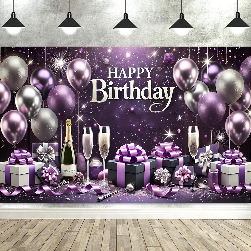 Dewprint Happy Birthday Backdrop Banner for Women Party Decorations Photoshoot Photography Background Curtains Screen Props