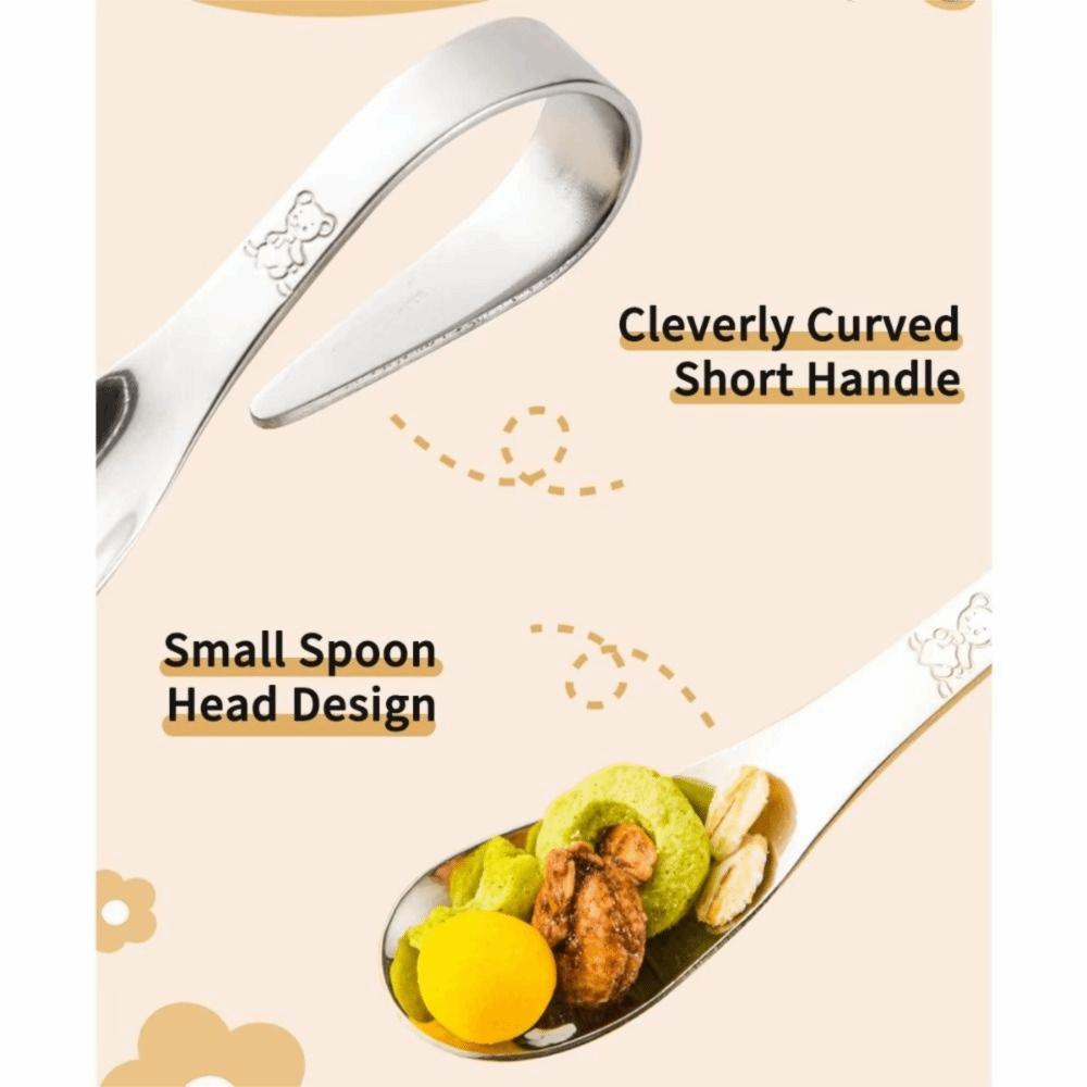 Zakřivená rukojeť Roztomilá tréninková lžíce vidlička Nerezová ocel Dětský příborový set Salát