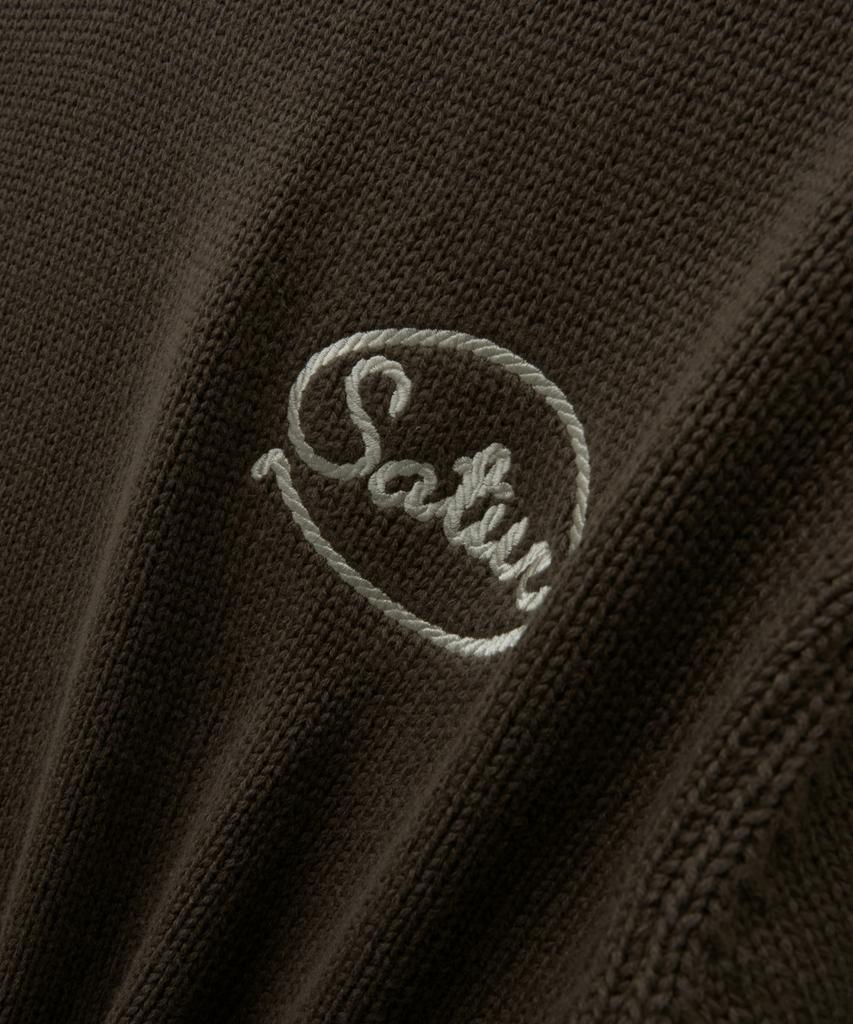 Seteo Rope Logo Embroidered V-Neck Knit Brown