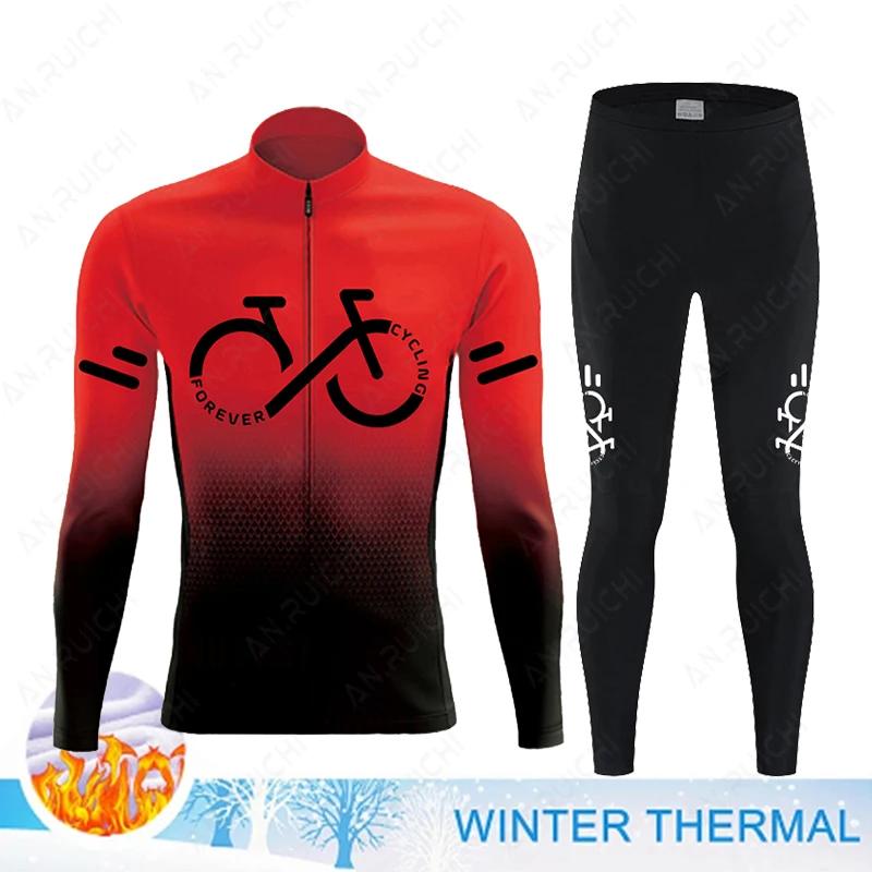 2025 Winter Thermal Fleece Cycling Jersey Set Mens Mountian Bicycle Clothes Wear Ropa Ciclismo Racing Team Bike Cycling Clothing